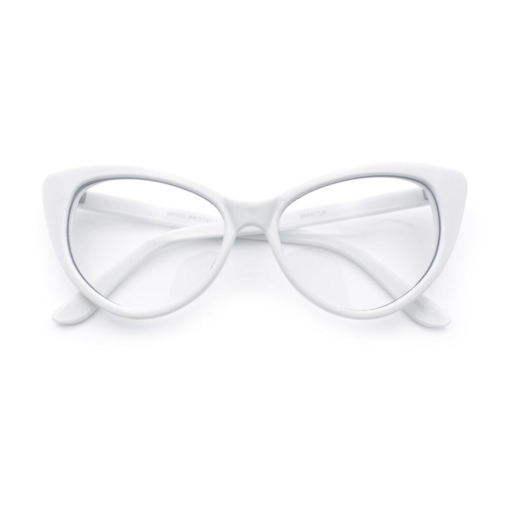 8986 Classic Gothic Clear Lens Cat Eye Glasses White